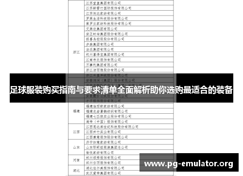 足球服装购买指南与要求清单全面解析助你选购最适合的装备