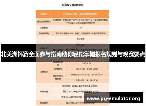 北美洲杯赛全面参与指南助你轻松掌握报名规则与观赛要点